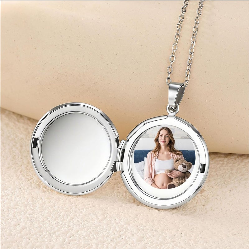 PHOCKSIN Locket Necklace for Women Black/Gold/Silver Locket Necklace Oval/Round/Heart Photo Necklace New Years Gifts for Girls - Image 4